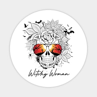 Witchy Woman skull floral Magnet